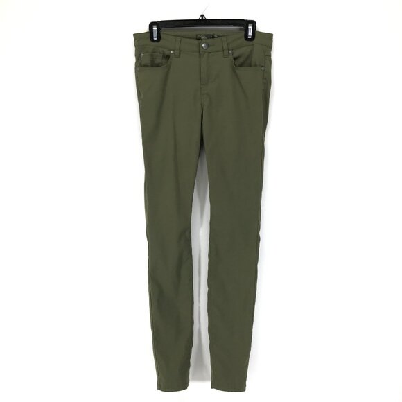 prAna Briann Pant Women's Size 8 Tall Green Skinny Mid Rise Outdoor Hiking - Picture 1 of 10